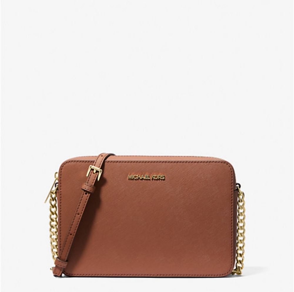 Micheal Kors Jet Set Large Saffiano Leather Crossbody Bag NWT